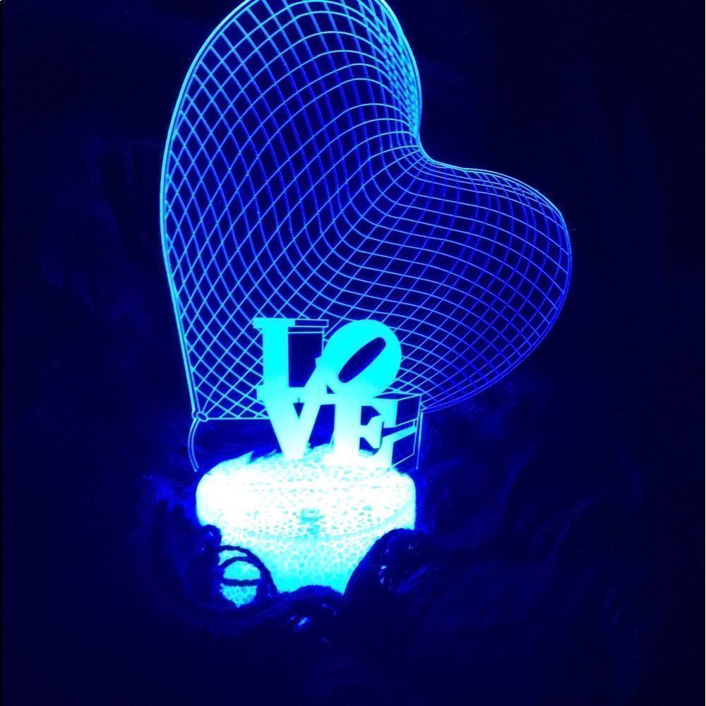 LOVE heart neon 3D sign nightlight lamp